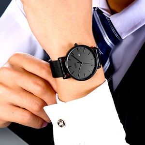 Mens Minimalist Watch w/ Stainless Steel Mesh Band
